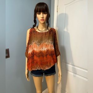 BCX chiffon cold shoulder shirt size M
